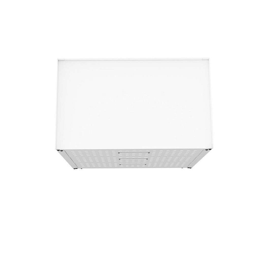 Fortress Textured Metal 31.5’’ Garage Mobile Chest with 3 Full Extension Drawers in White MHC-4GMCC-WH