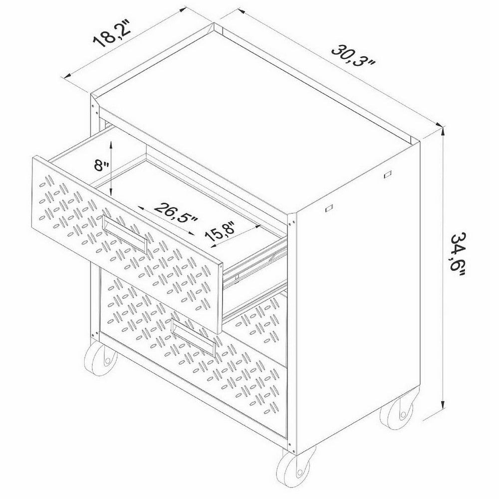 Fortress Textured Metal 31.5’’ Garage Mobile Chest with 3 Full Extension Drawers in Grey MHC-4GMCC