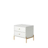 Jasper Nightstand with Steel Gold Legs in White Gloss MHC-51351