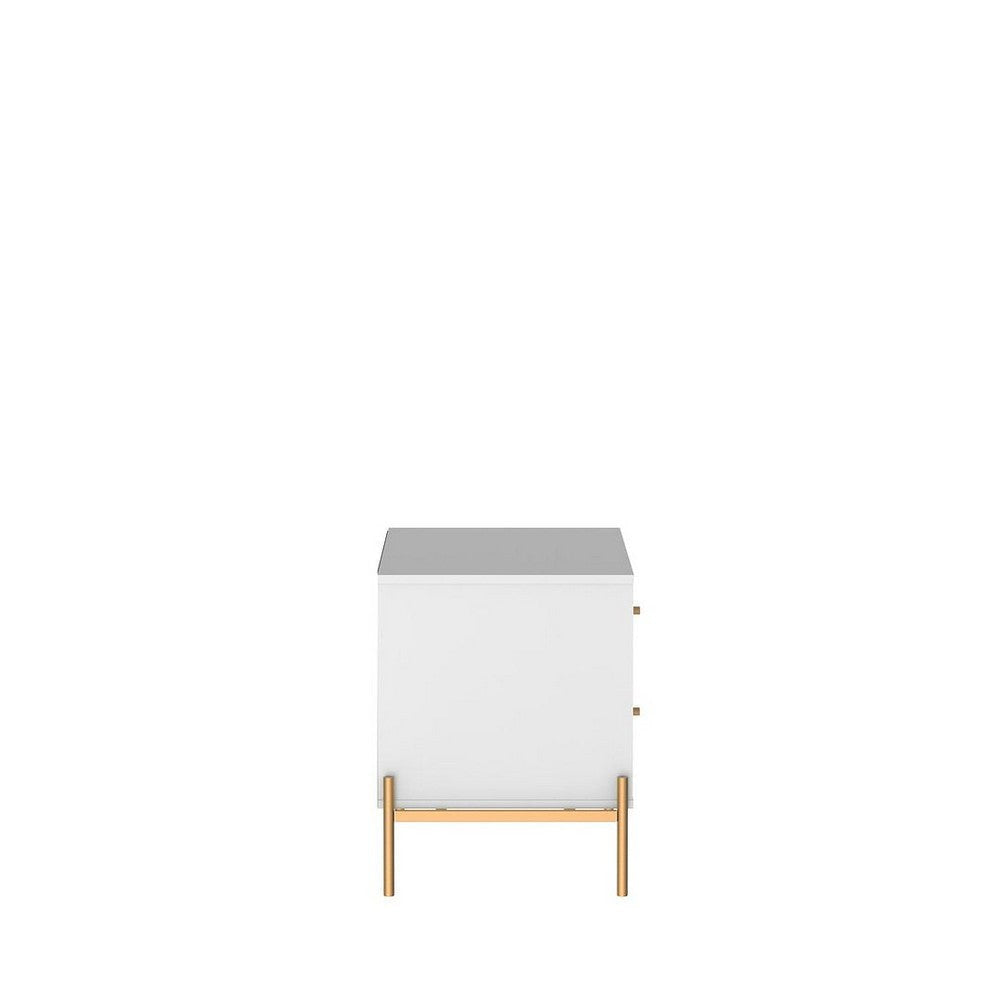 Jasper Nightstand with Steel Gold Legs in White Gloss MHC-51351