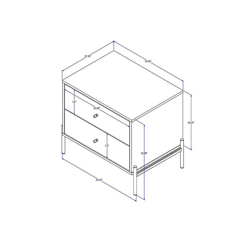 Jasper Nightstand with Steel Gold Legs in Grey Gloss MHC-51352