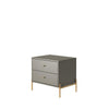 Jasper Nightstand with Steel Gold Legs in Grey Gloss MHC-51352