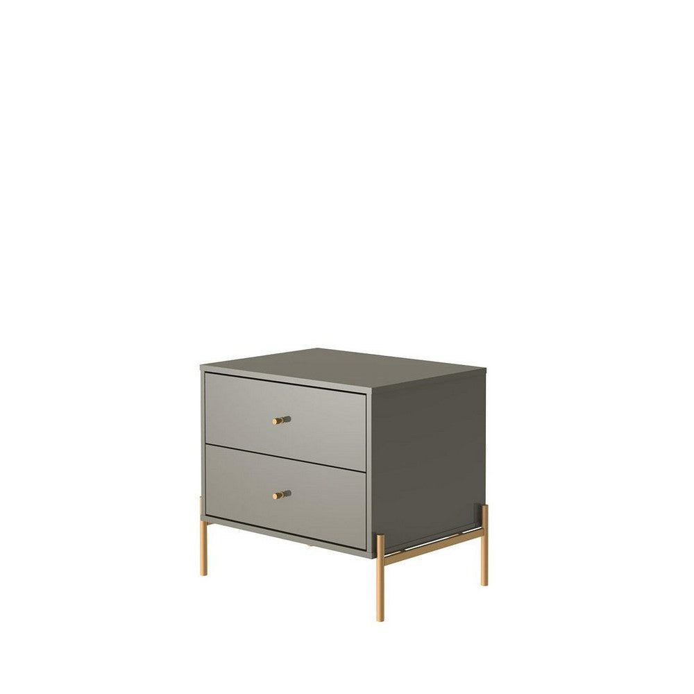 Jasper Nightstand with Steel Gold Legs in Grey Gloss MHC-51352