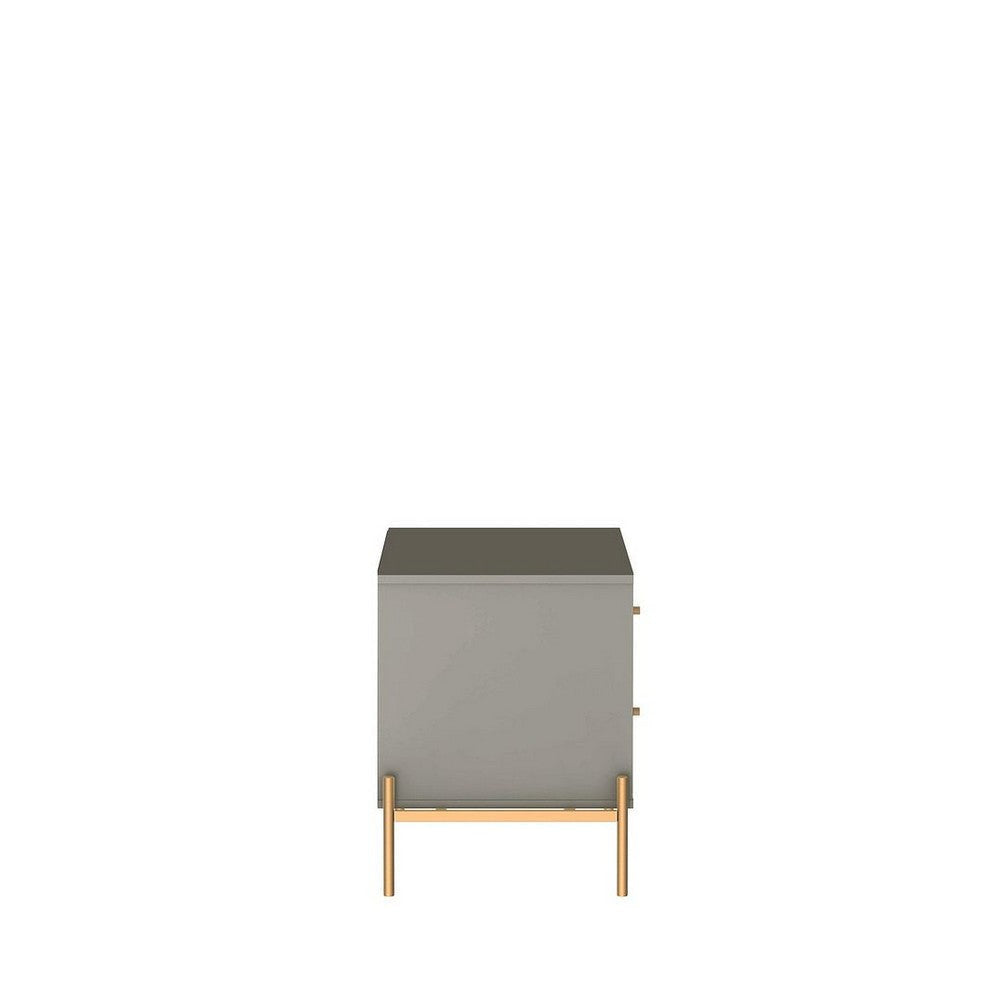 Jasper Nightstand with Steel Gold Legs in Grey Gloss MHC-51352