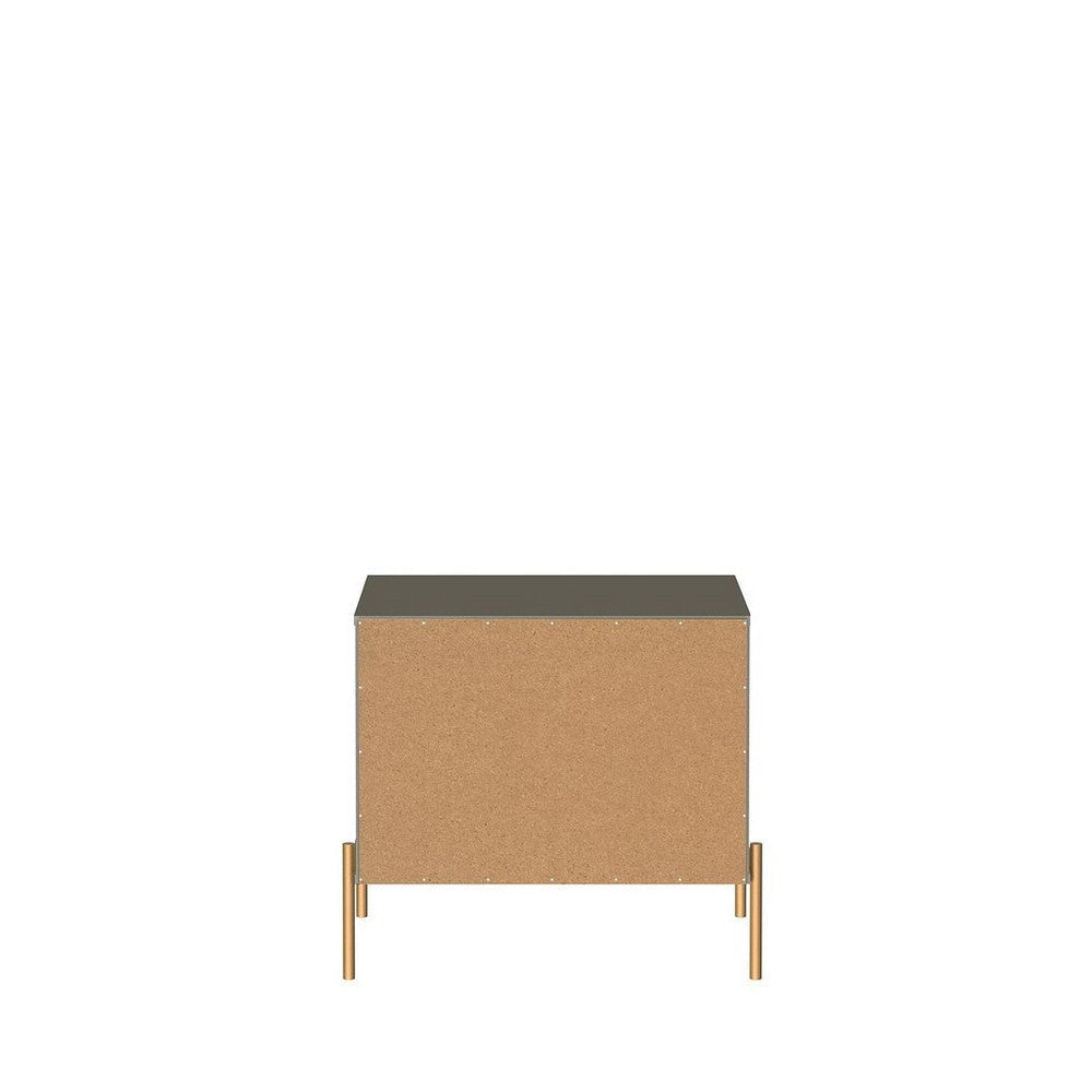Jasper Nightstand with Steel Gold Legs in Grey Gloss MHC-51352