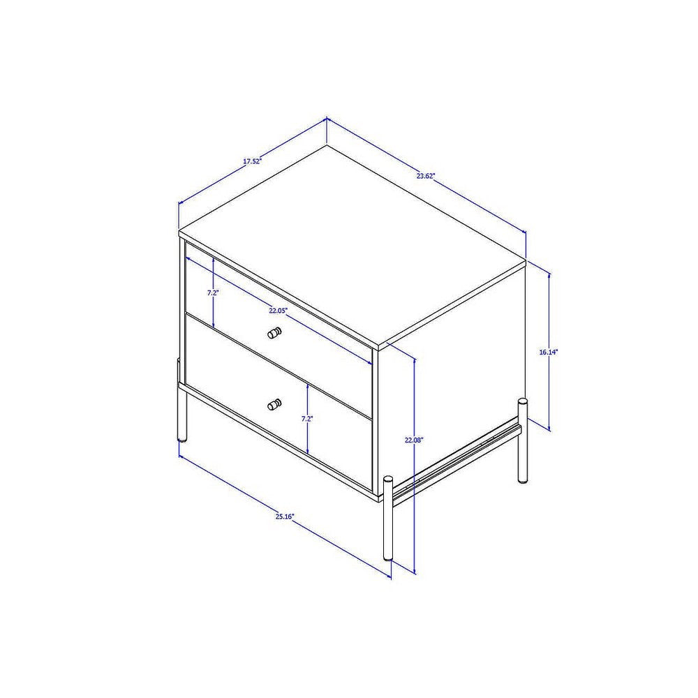 Jasper Nightstand with Steel Gold Legs in Off White Matte MHC-51353