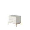 Jasper Nightstand with Steel Gold Legs in Off White Matte MHC-51353