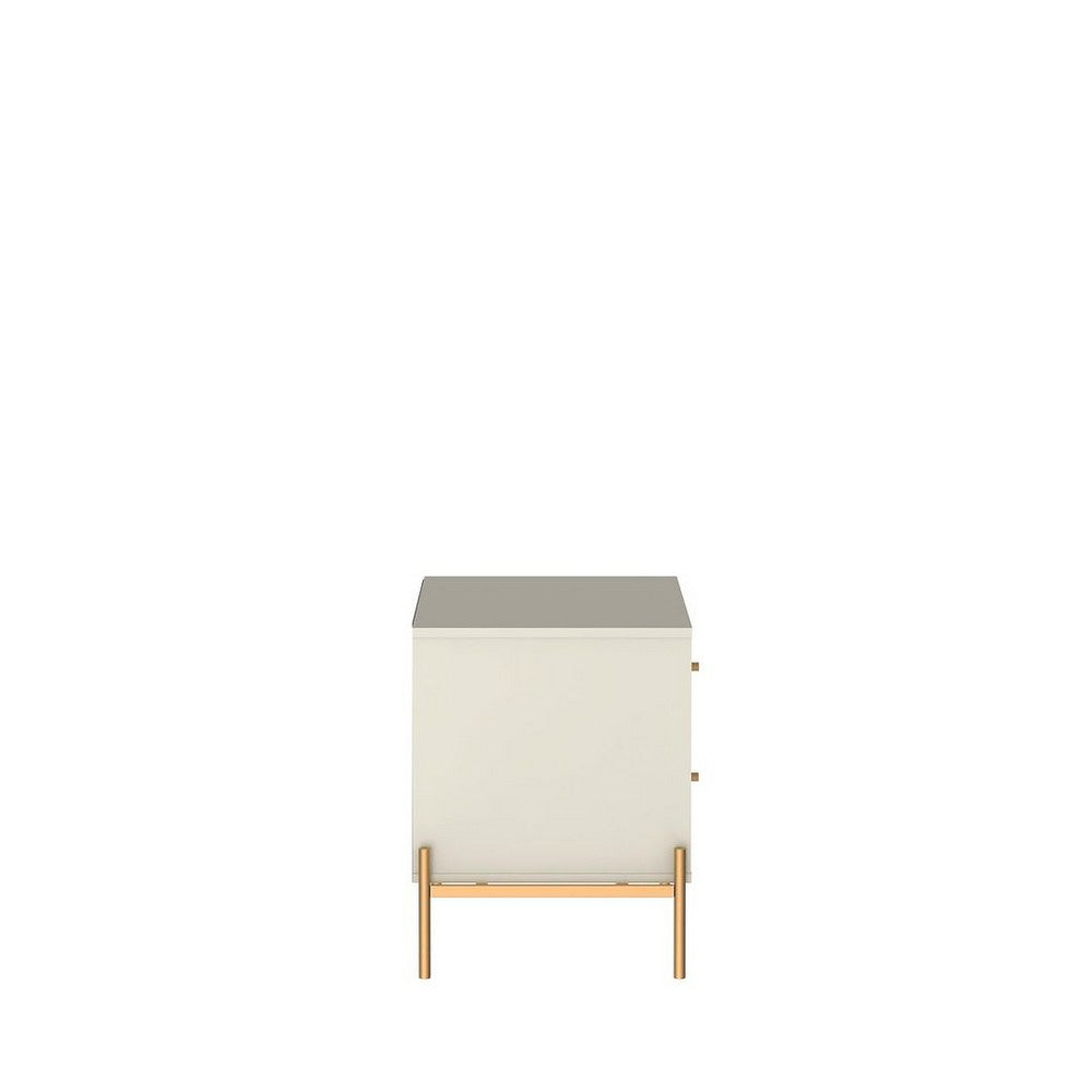Jasper Nightstand with Steel Gold Legs in Off White Matte MHC-51353