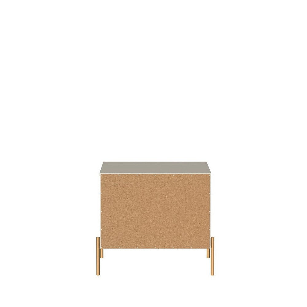 Jasper Nightstand with Steel Gold Legs in Off White Matte MHC-51353