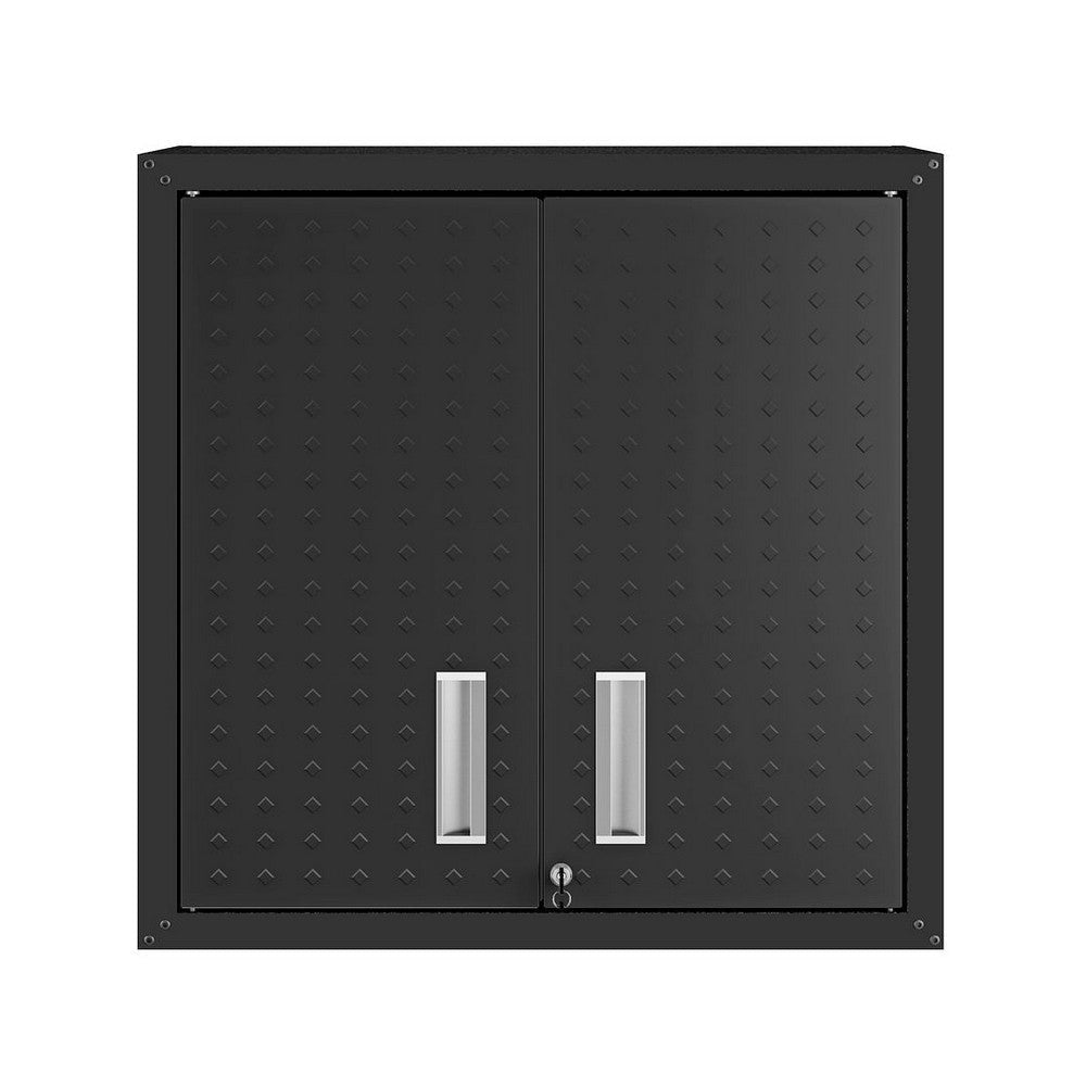Fortress 30" Floating Textured Metal Garage Cabinet with Adjustable Shelves in Charcoal Grey