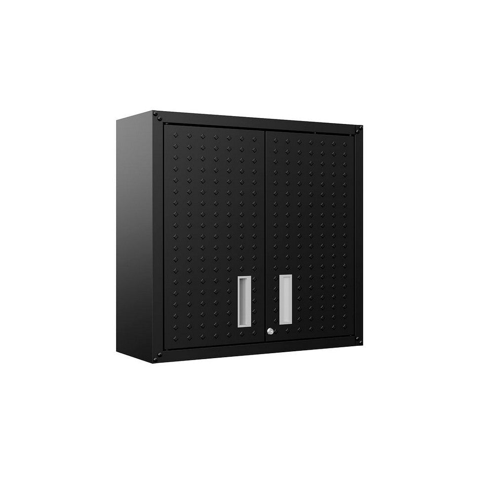 Fortress 30’’ Floating Textured Metal Garage Cabinet with Adjustable Shelves in Charcoal Grey MHC-5GMC-CH