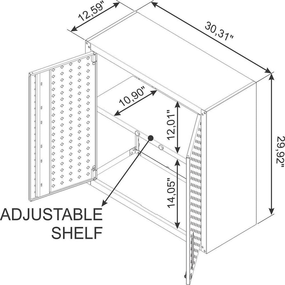 Fortress 30’’ Floating Textured Metal Garage Cabinet with Adjustable Shelves in White MHC-5GMC-WH
