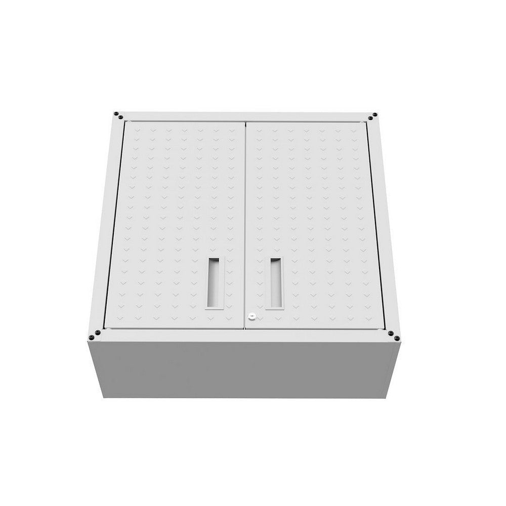 Fortress 30’’ Floating Textured Metal Garage Cabinet with Adjustable Shelves in White MHC-5GMC-WH