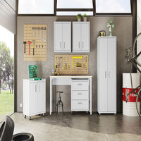 Fortress 30" Floating Textured Metal Garage Cabinet with Adjustable Shelves in White