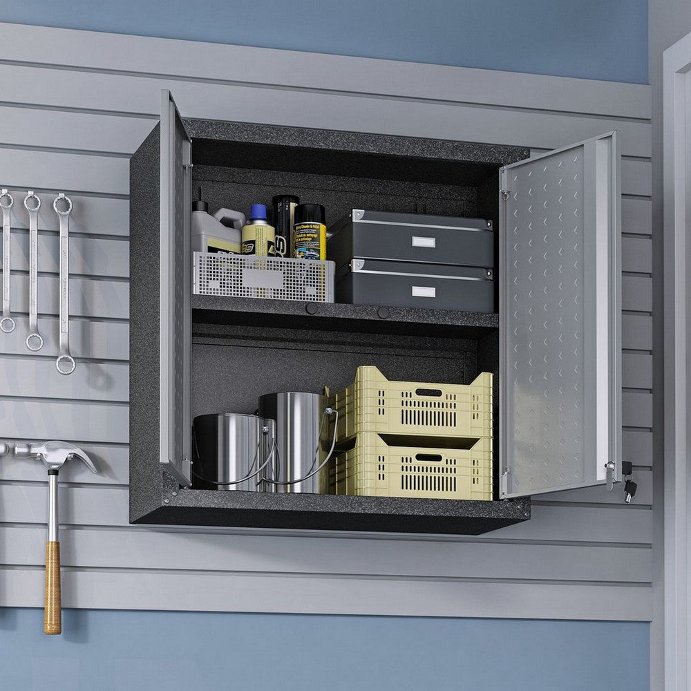 Fortress 30’’ Floating Textured Metal Garage Cabinet with Adjustable Shelves in Grey MHC-5GMC