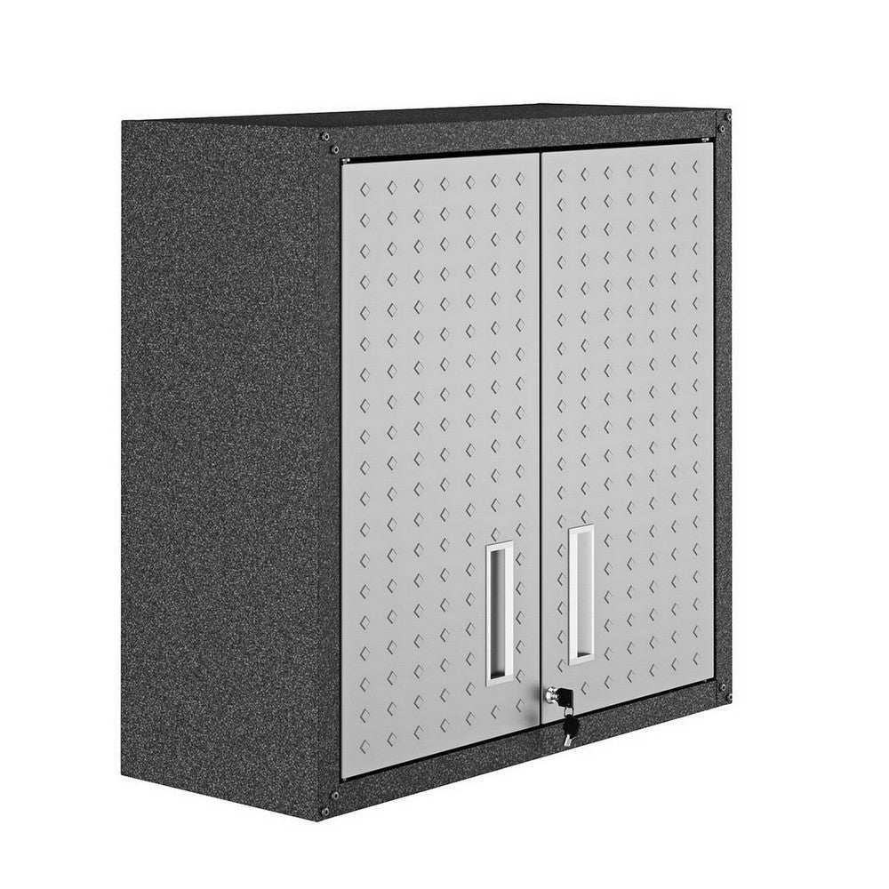 Fortress 30’’ Floating Textured Metal Garage Cabinet with Adjustable Shelves in Grey MHC-5GMC