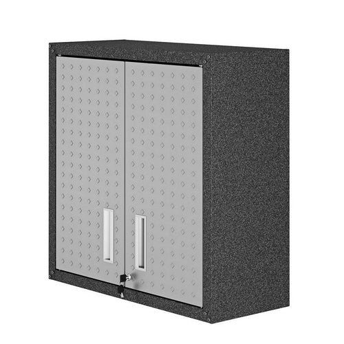 Fortress 30" Floating Textured Metal Garage Cabinet with Adjustable Shelves in Grey