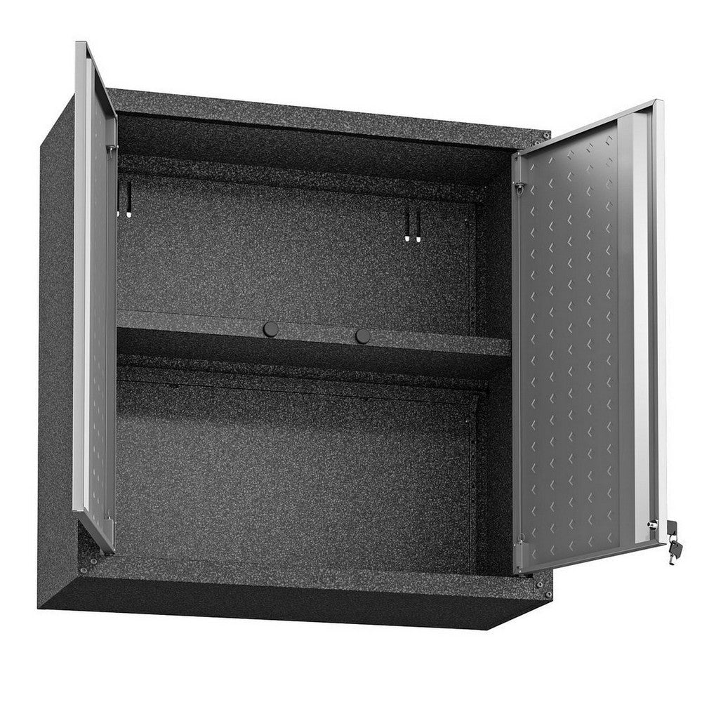 Fortress 30’’ Floating Textured Metal Garage Cabinet with Adjustable Shelves in Grey MHC-5GMC