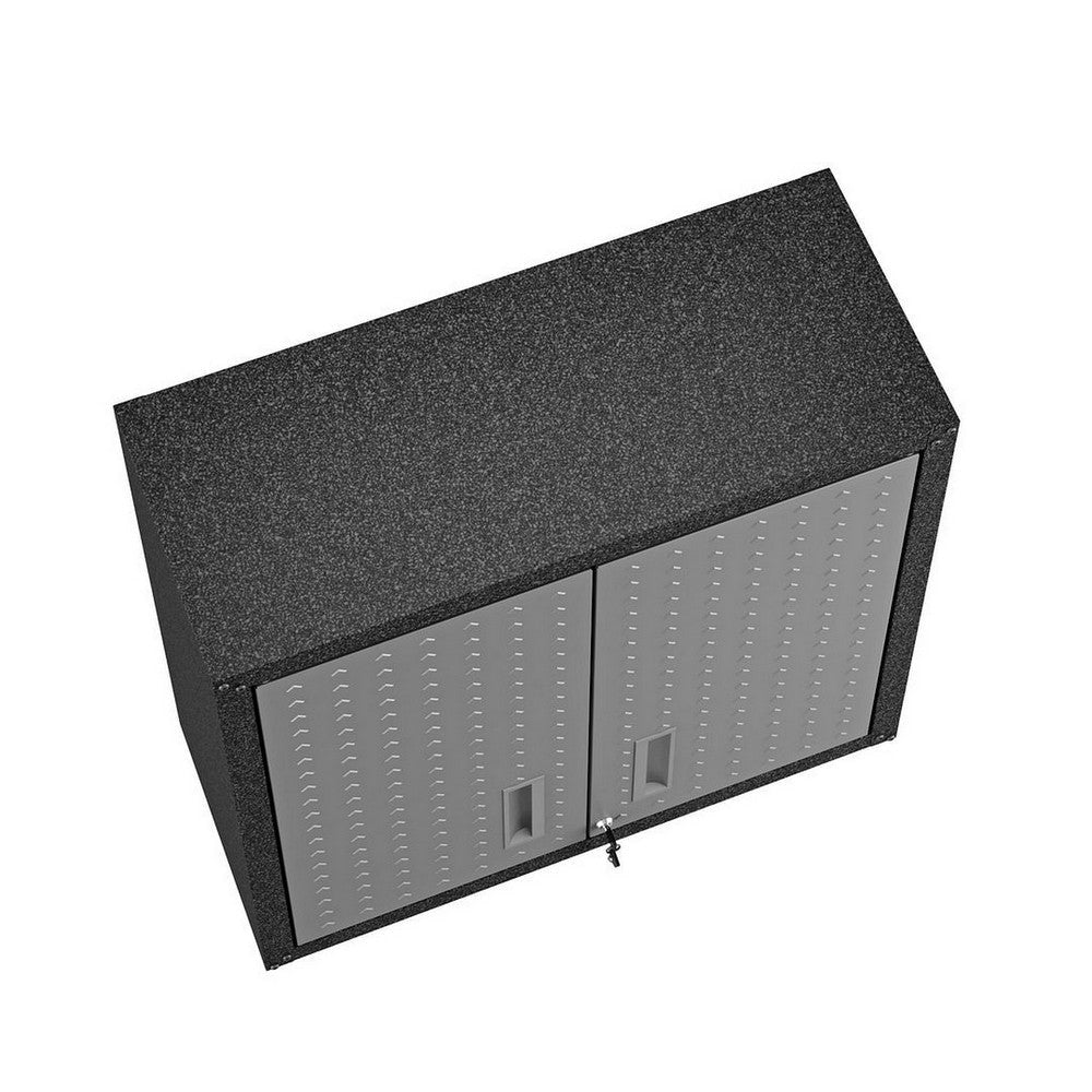 Fortress 30’’ Floating Textured Metal Garage Cabinet with Adjustable Shelves in Grey MHC-5GMC