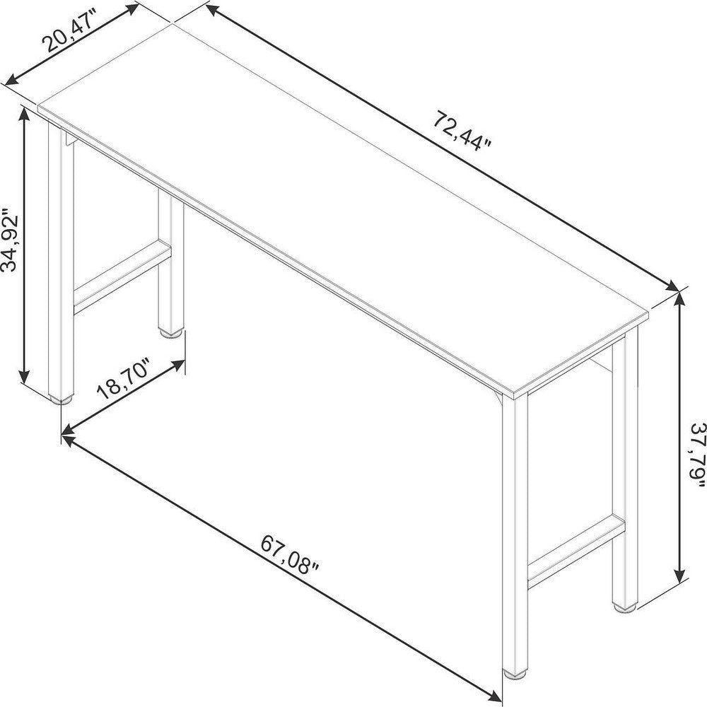 Fortress 72.4’’ Natural Wood and Steel Garage Table in Charcoal Grey MHC-6GMC-CH