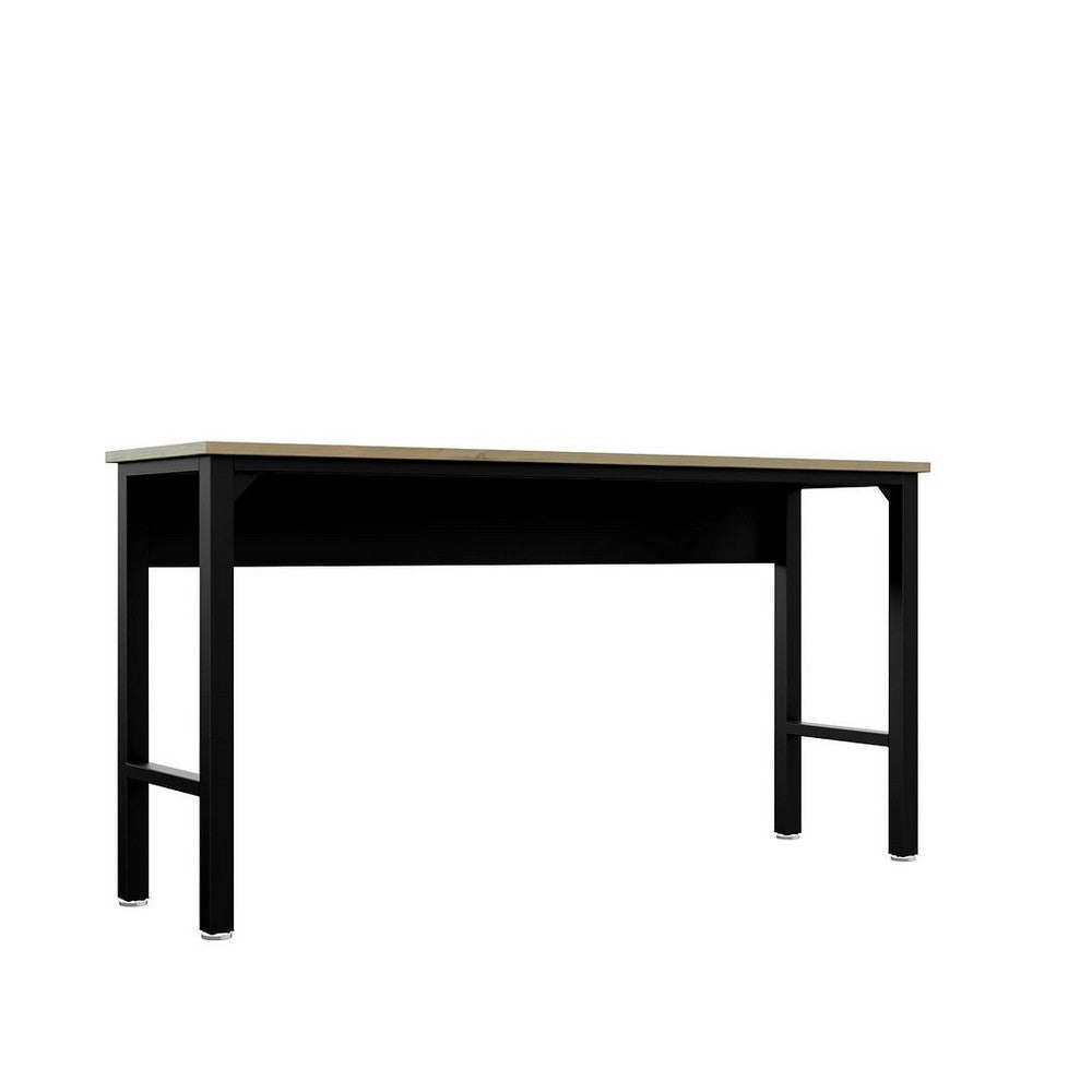 Fortress 72.4’’ Natural Wood and Steel Garage Table in Charcoal Grey MHC-6GMC-CH