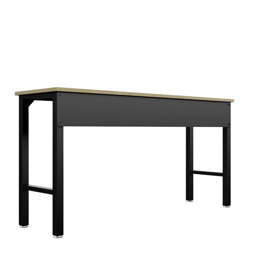 Fortress 72.4’’ Natural Wood and Steel Garage Table in Charcoal Grey MHC-6GMC-CH