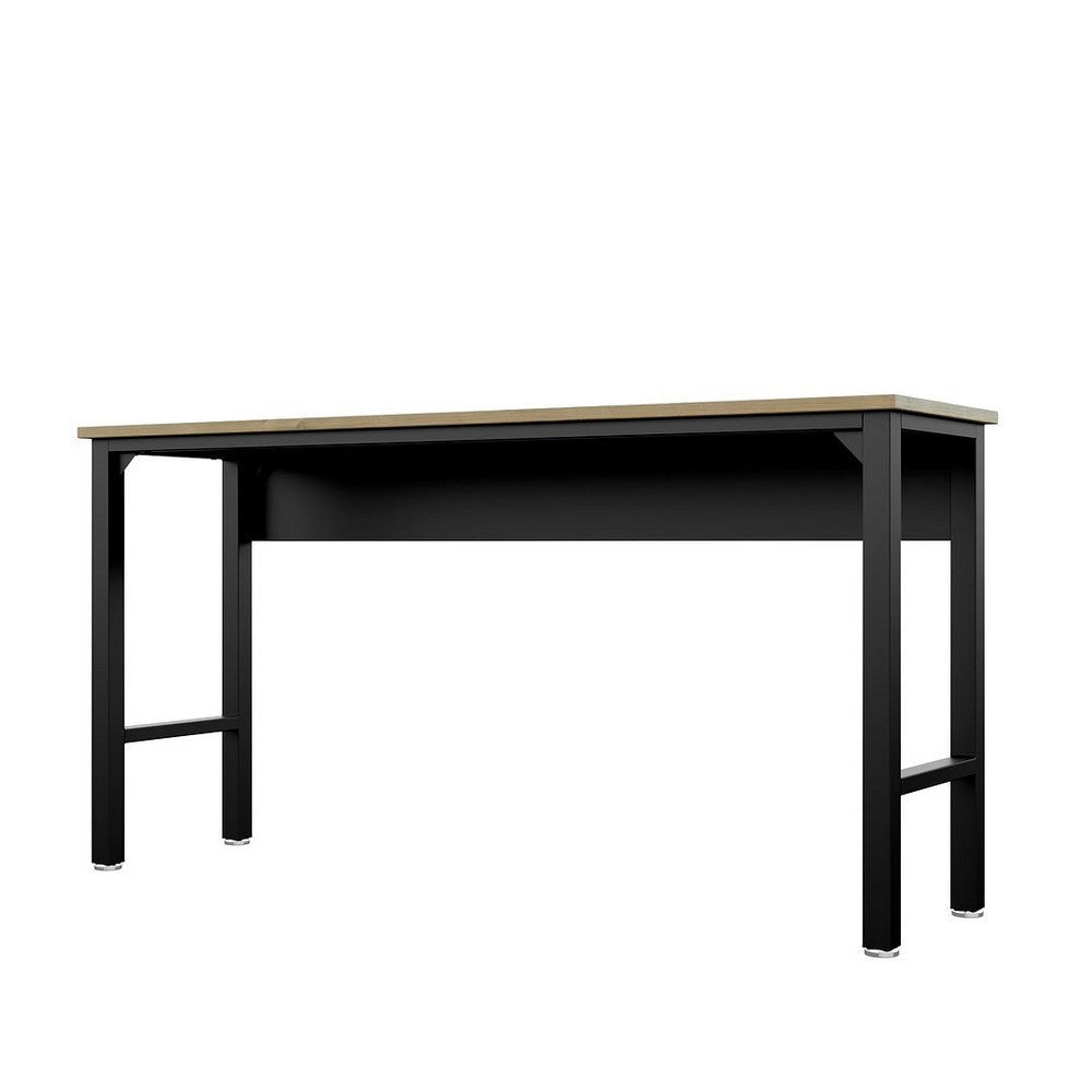 Fortress 72.4’’ Natural Wood and Steel Garage Table in Charcoal Grey MHC-6GMC-CH