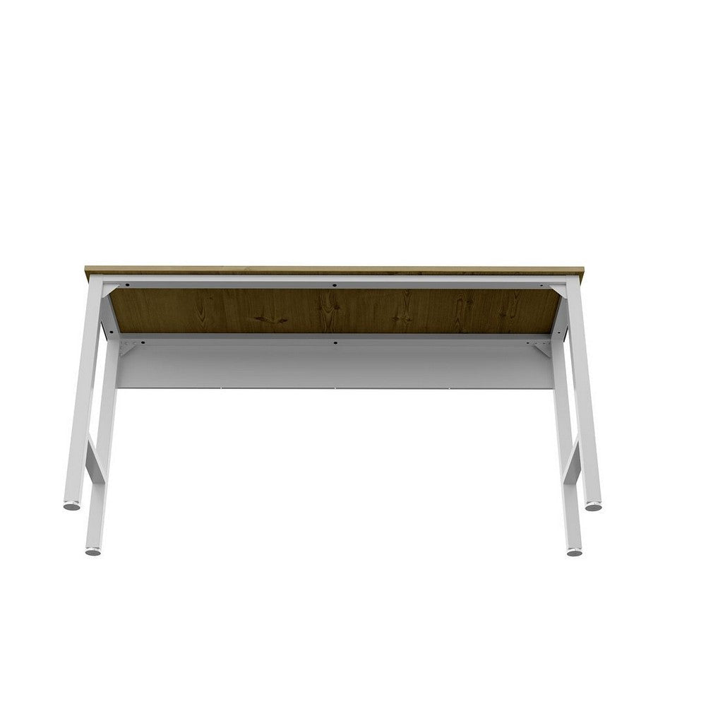 Fortress 72.4’’ Natural Wood and Steel Garage Table in White MHC-6GMC-WH