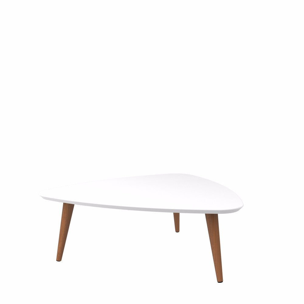 Utopia 11.81" High Triangle Coffee Table with Splayed Legs in White Gloss