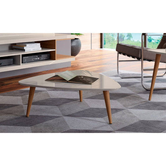 Utopia 11.81" High Triangle Coffee Table with Splayed Legs in Off White