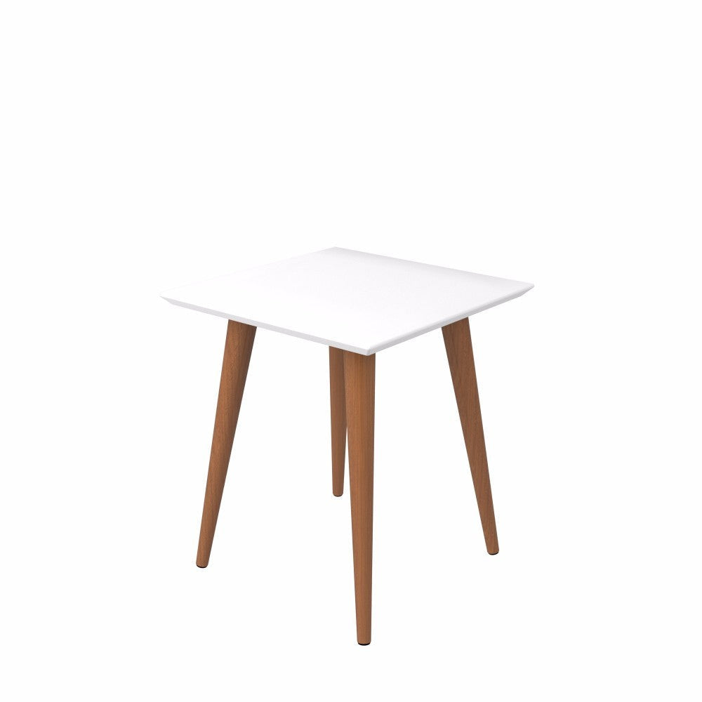 Utopia 19.68" High Square End Table With Splayed Wooden Legs in White Gloss