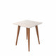 Utopia 19.68" High Square End Table With Splayed Wooden Legs in Off White