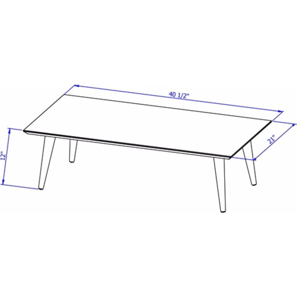Utopia 11.81’’ High Rectangle Coffee Table with Splayed Legs in White Gloss MHC-89451