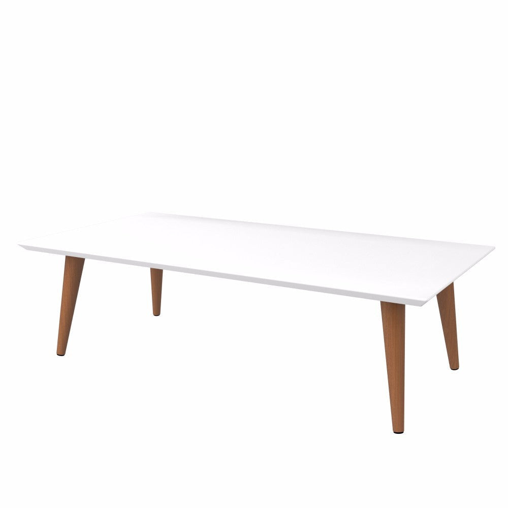 Utopia 11.81" High  Rectangle Coffee Table with Splayed Legs in White Gloss