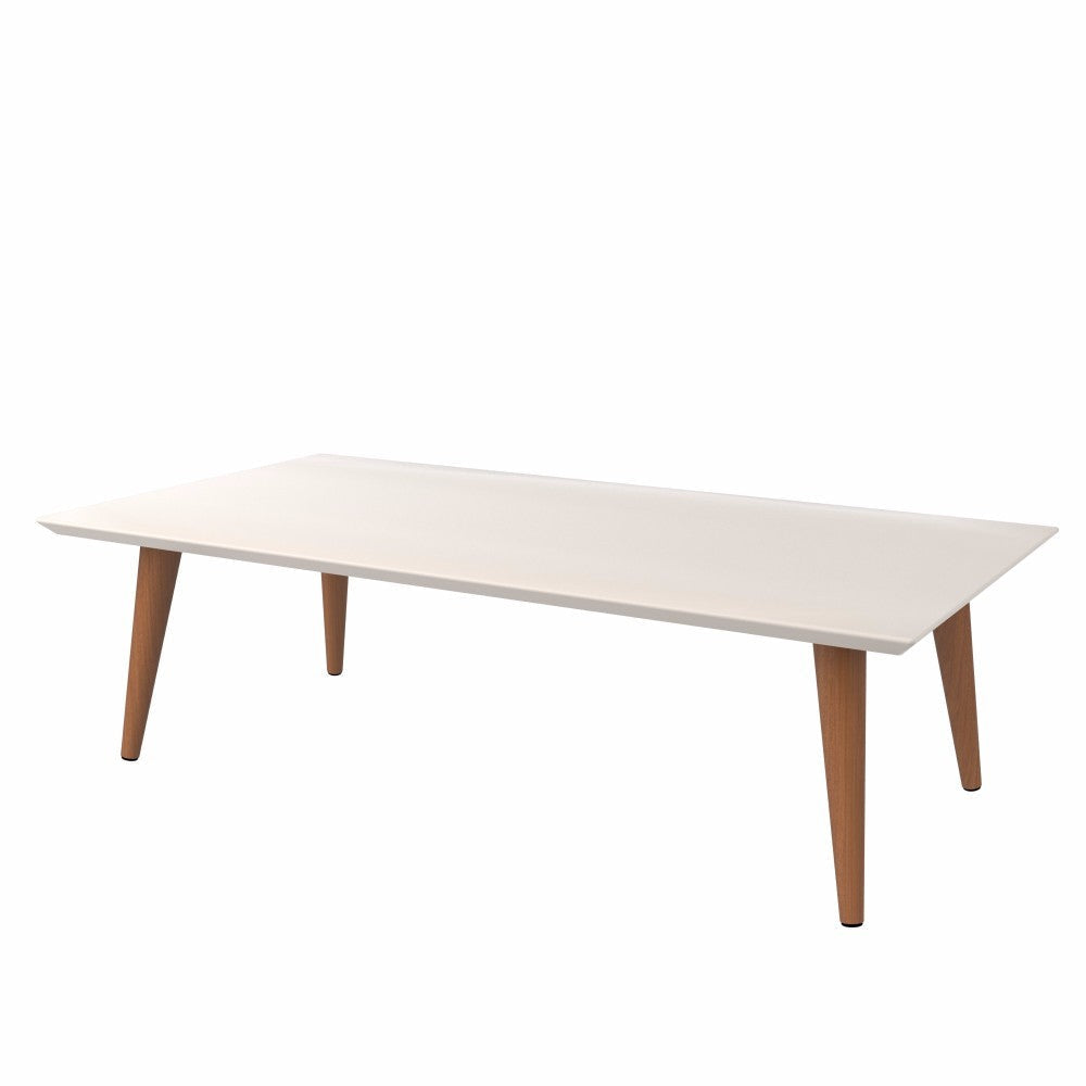 Utopia 11.81" High  Rectangle Coffee Table with Splayed Legs in Off White