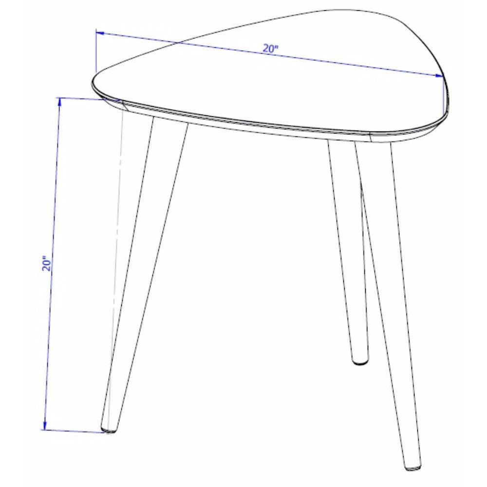 Utopia 19.68’’ High Triangle End Table With Splayed Wooden Legs in White Gloss MHC-89851