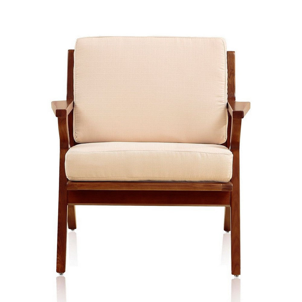 Martelle Cream and Amber Twill Weave Accent Chair