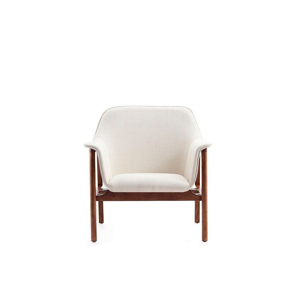 Miller Cream and Walnut Linen Weave Accent Chair MHC-AC007-CR
