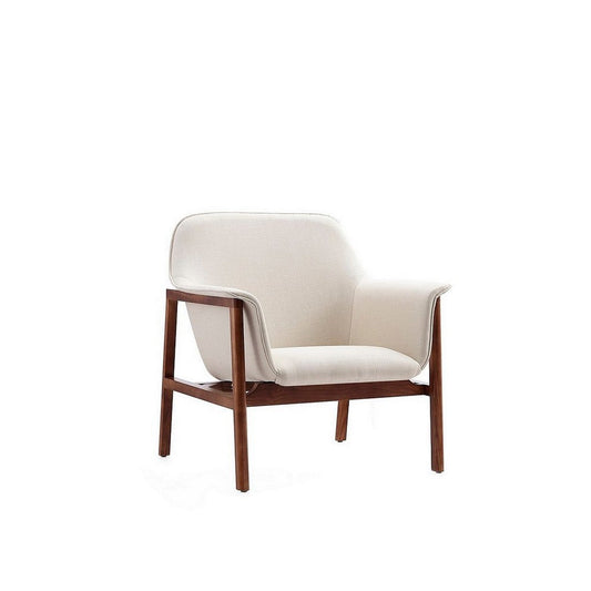 Miller Cream and Walnut Linen Weave Accent Chair