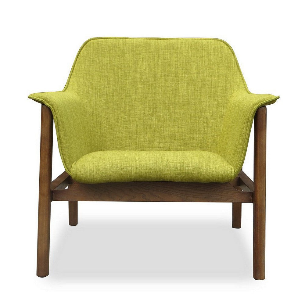 Miller Green and Walnut Linen Weave Accent Chair MHC-AC007-GR