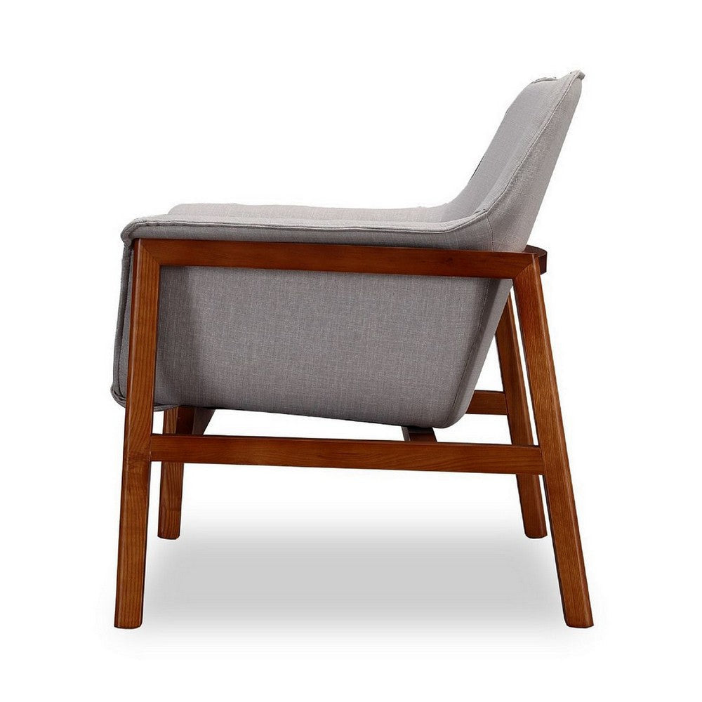 Miller Grey and Walnut Linen Weave Accent Chair MHC-AC007-GY
