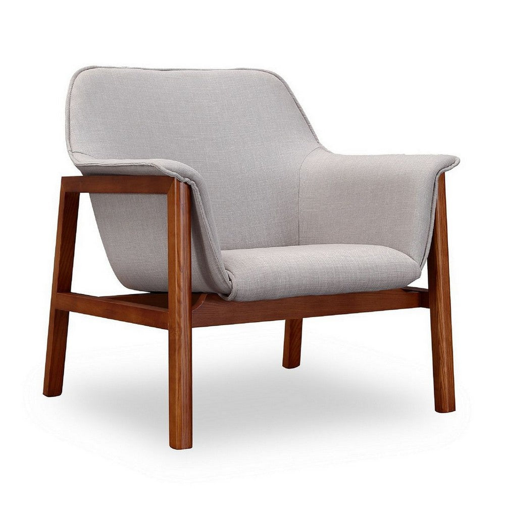 Miller Grey and Walnut Linen Weave Accent Chair