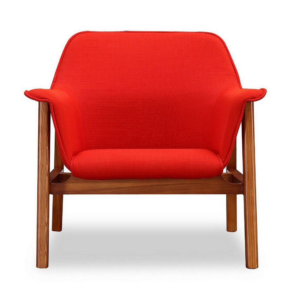 Miller Burnt Orange and Walnut Linen Weave Accent Chair MHC-AC007-OR