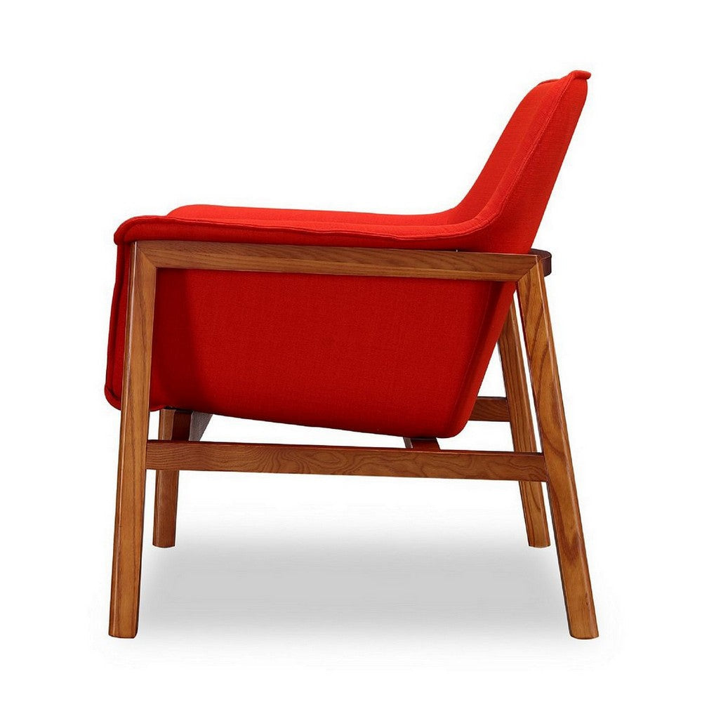 Miller Burnt Orange and Walnut Linen Weave Accent Chair MHC-AC007-OR