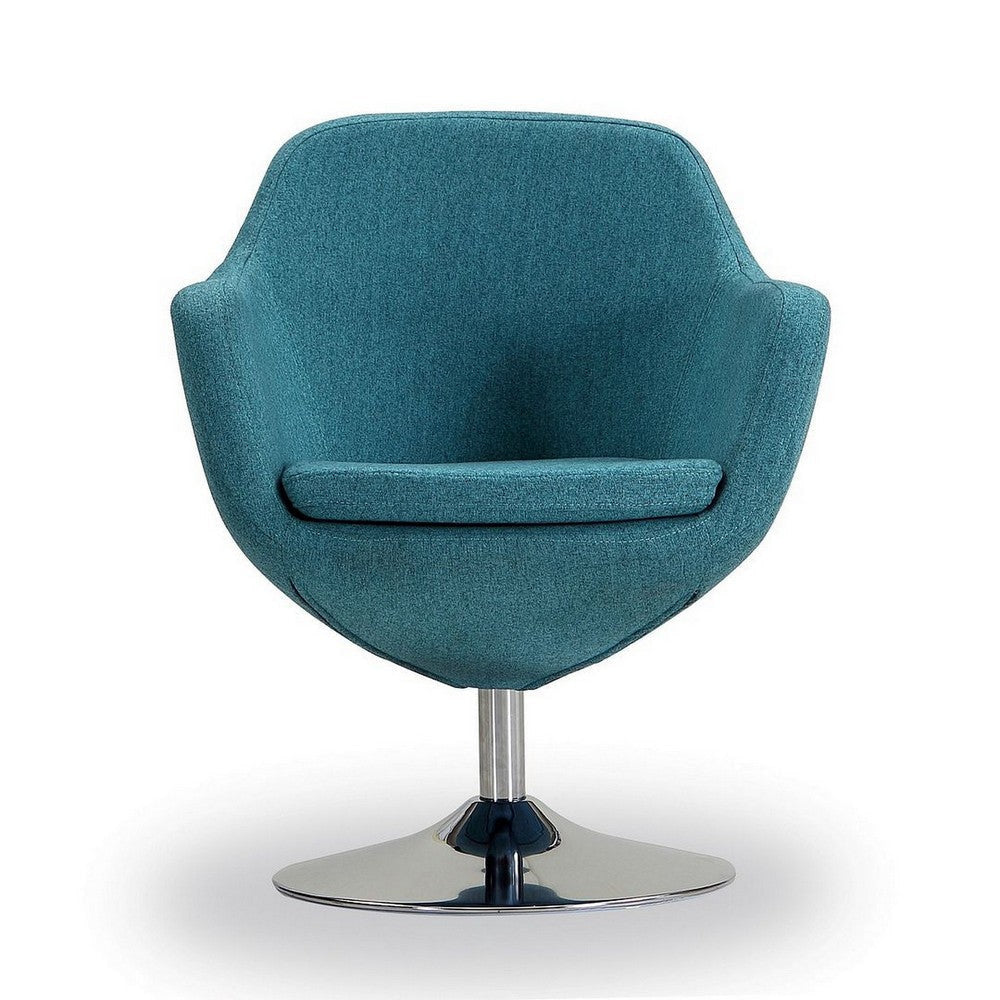 Caisson Blue and Polished Chrome Twill Swivel Accent Chair MHC-AC028-BL