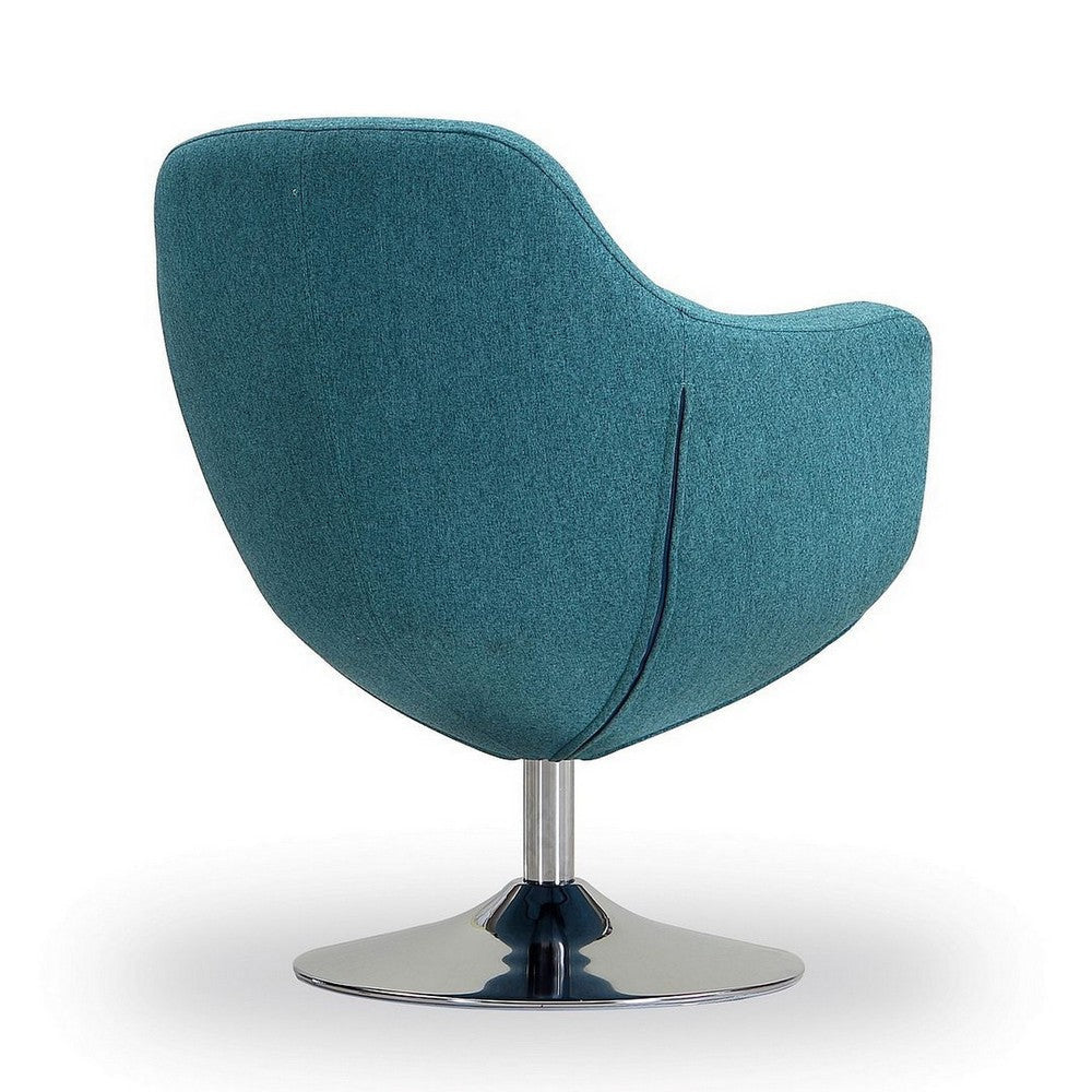 Caisson Blue and Polished Chrome Twill Swivel Accent Chair MHC-AC028-BL