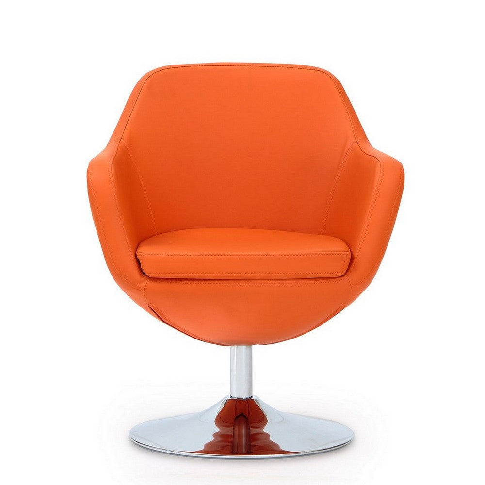 Caisson Orange and Polished Chrome Faux Leather Swivel Accent Chair MHC-AC028-OR