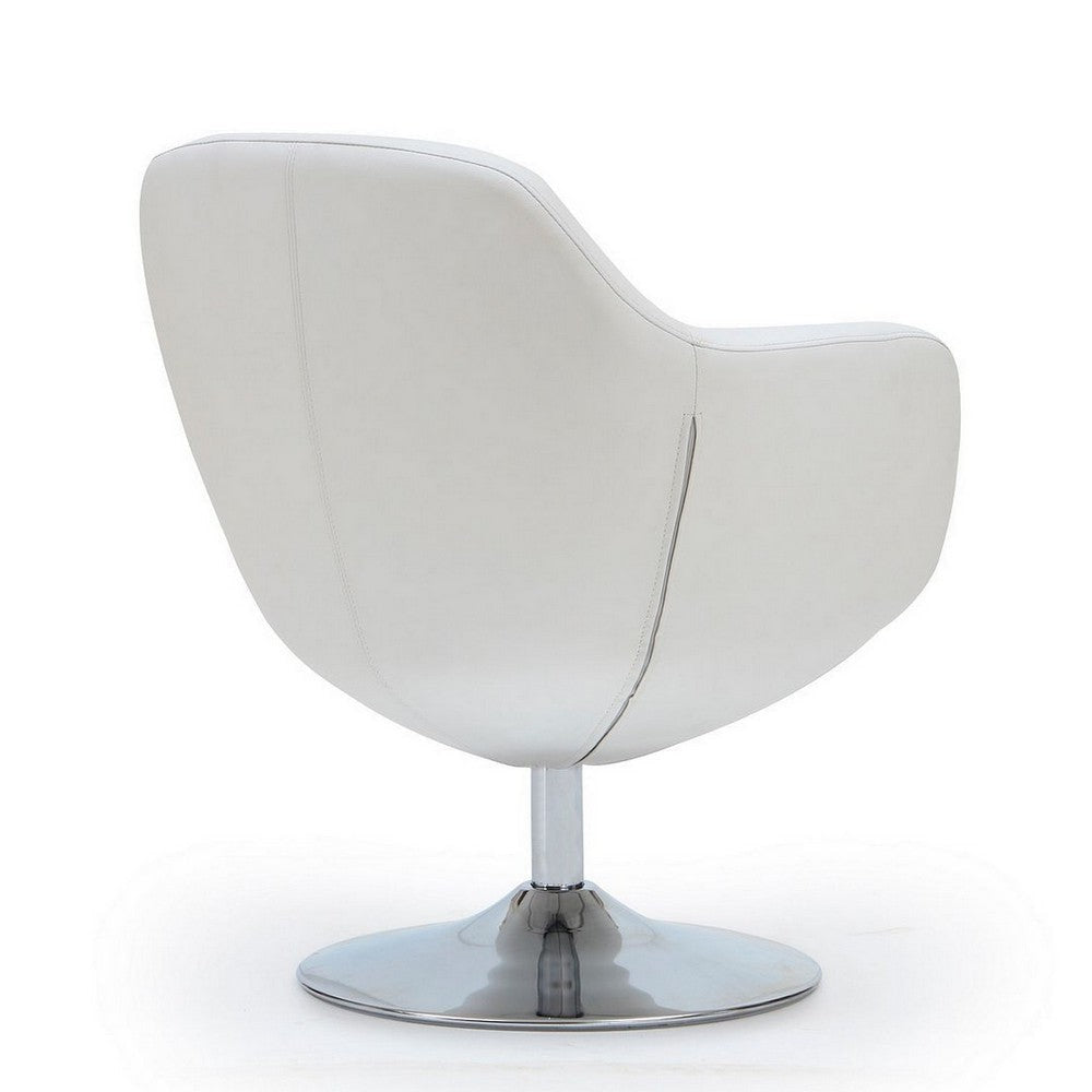 Caisson White and Polished Chrome Faux Leather Swivel Accent Chair MHC-AC028-WH