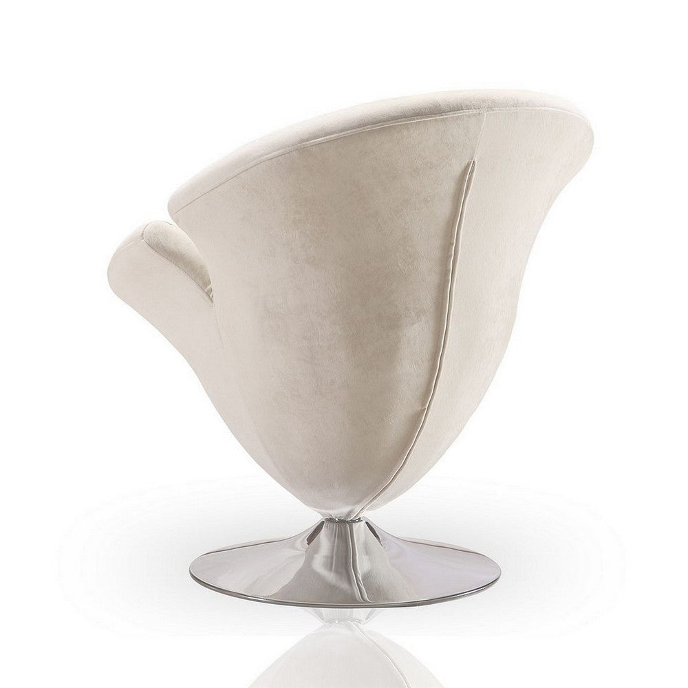 Tulip White and Polished Chrome Velvet Swivel Accent Chair MHC-AC029-WH