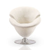 Tulip White and Polished Chrome Velvet Swivel Accent Chair